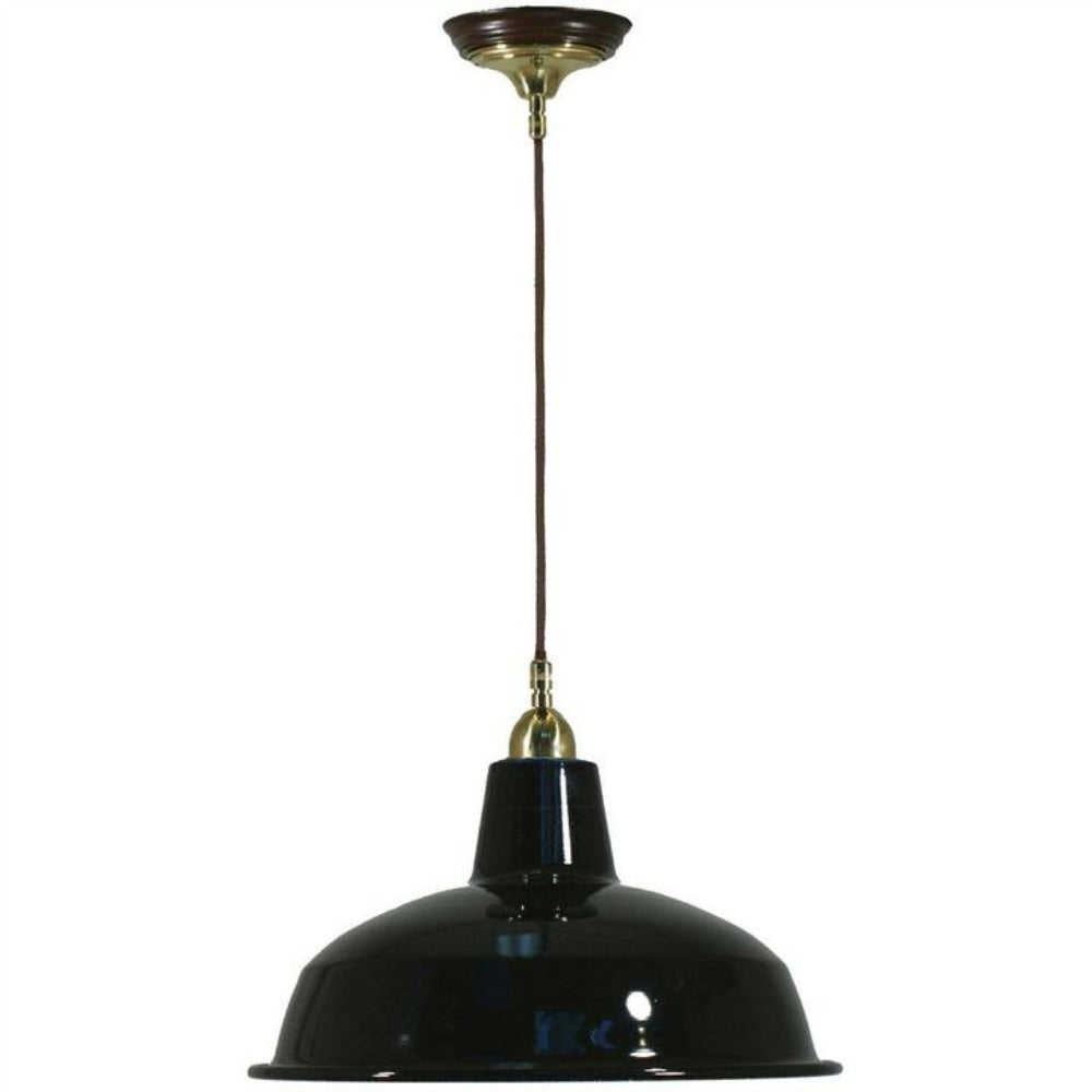 Buy Pendant Lights Australia Single Cord Pendant Brass With 300mm Warehouse Black Shade - 3000105