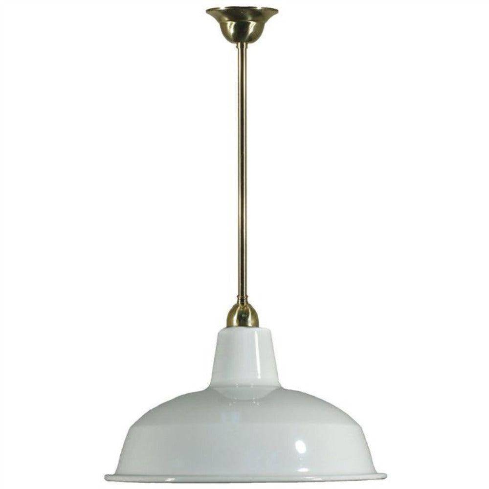 Buy Pendant Lights Australia Single Rod Pendant Brass With 300mm Warehouse White Shade - 3000277