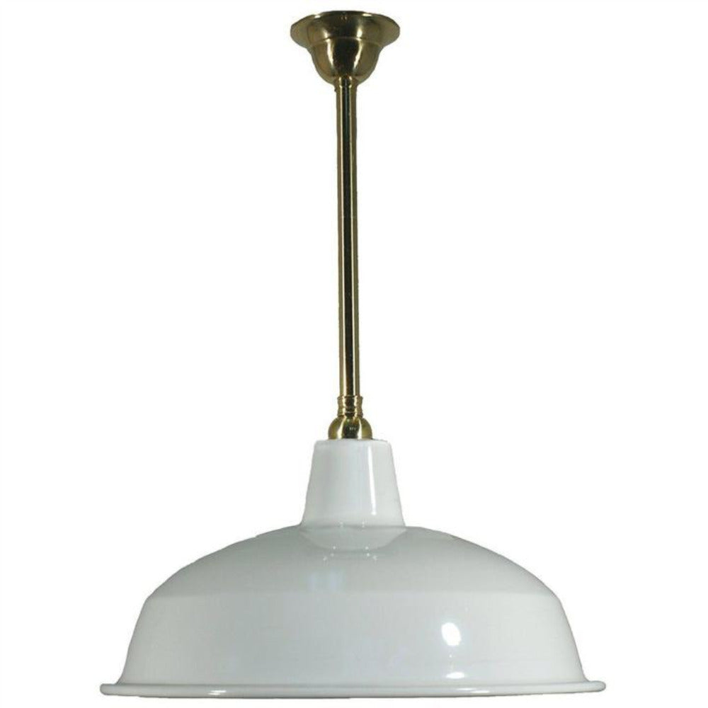 Single Rod Pendant Brass With 420mm Warehouse White Shade - 3000292