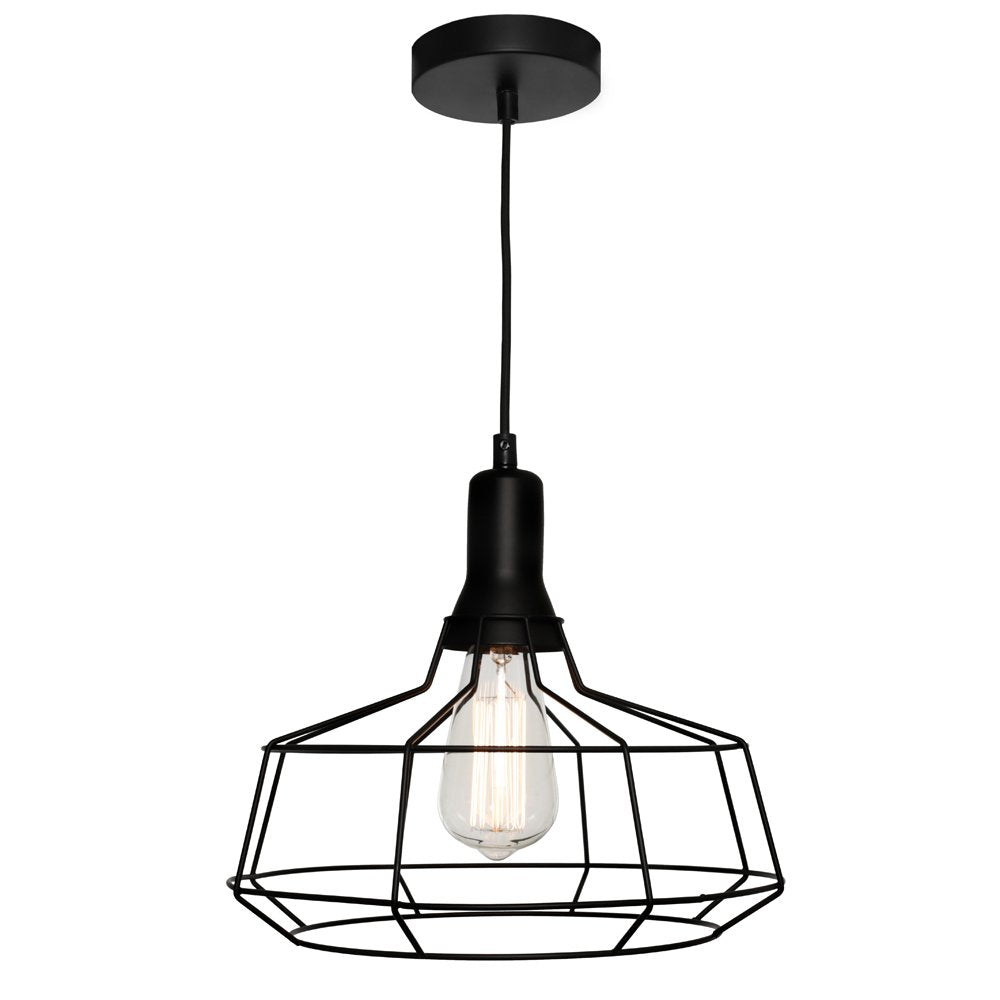 Buy Pendant lights australia - Cage 1 Light Pendant Large Black - CAGE1PLGE