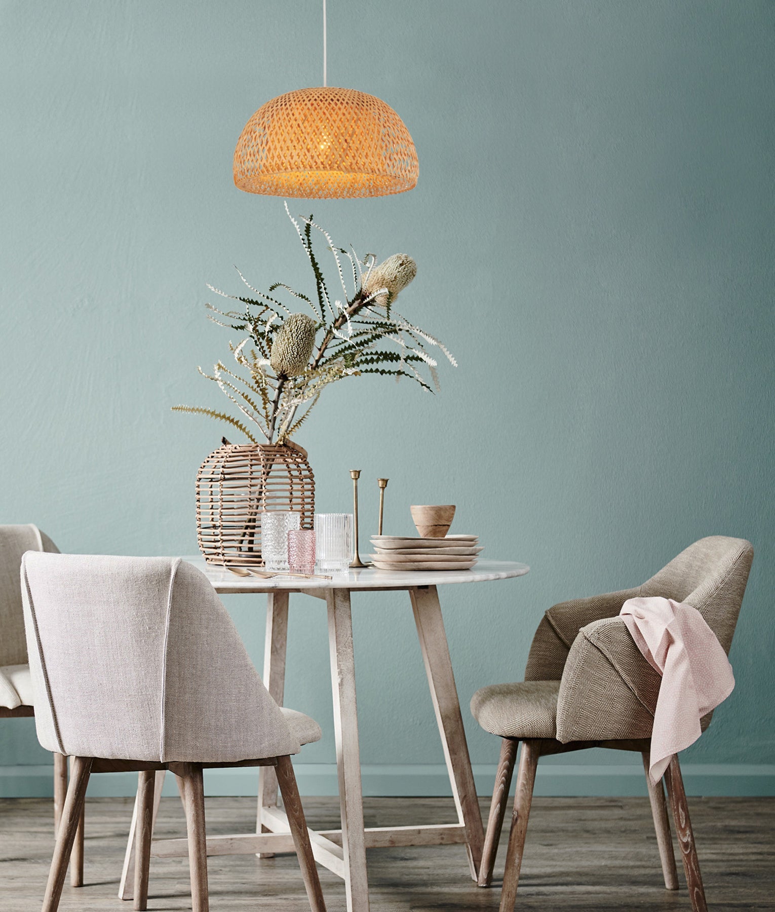 Buy Pendant Lights Australia Interior Natural Bamboo Finish 1 Light Pendant 450mm - CANASTA2