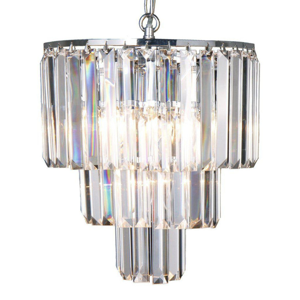 Celestial 3 Tier 4 Light Crystal Pendant Chrome - 1001098