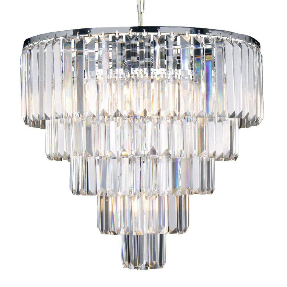 Celestial 5 Tier 10 Light Crystal Pendant Chrome - 1001097