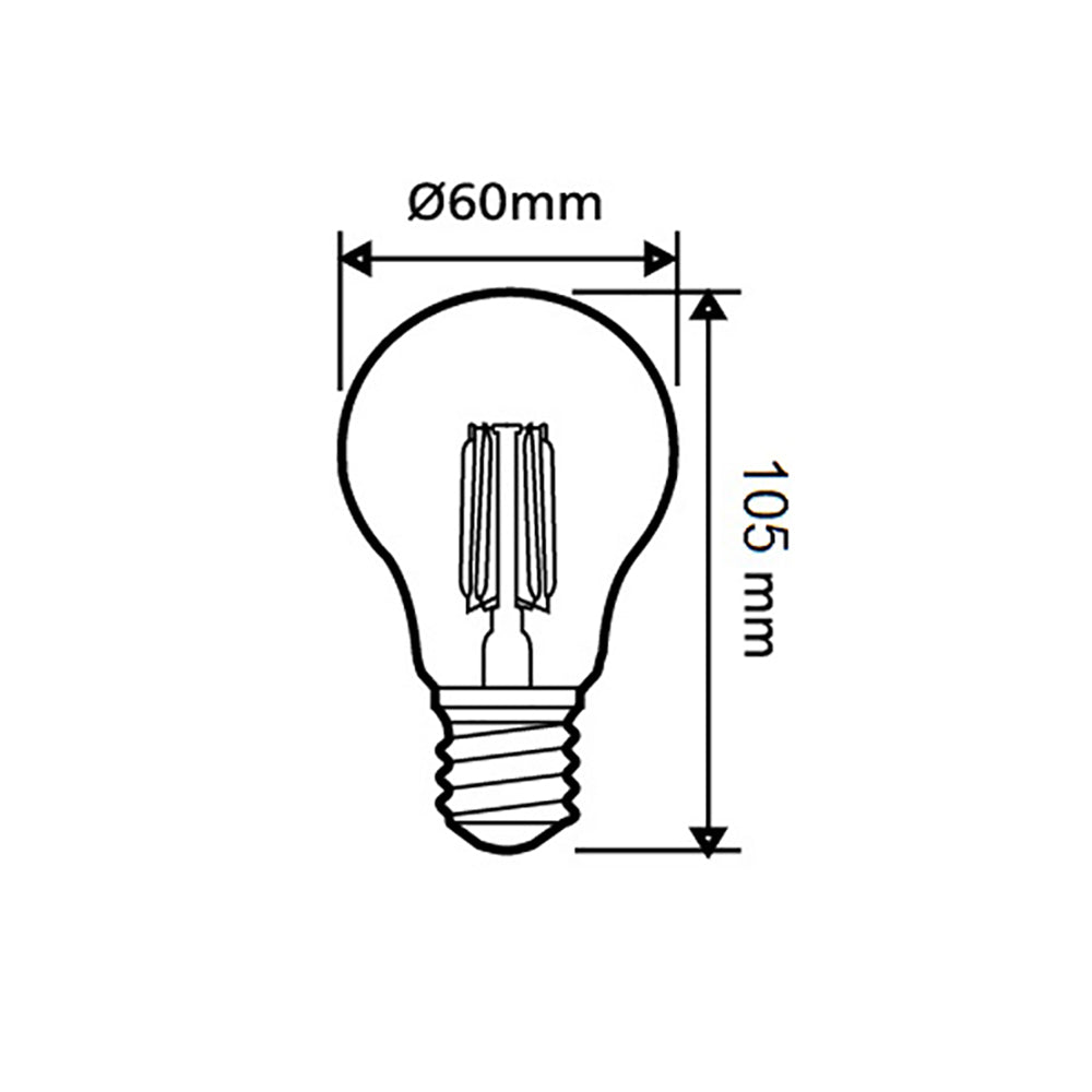 Buy LED Filament Globes Australia LED Filament Globe ES 8W 240V Glass 6000K - CF17DIM