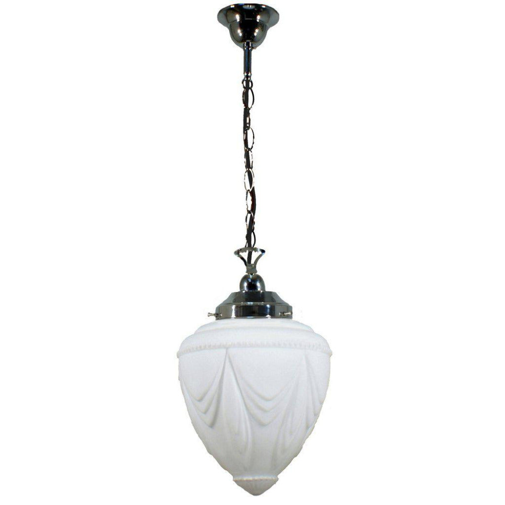 Buy Pendant Lights Australia Single Chain Pendant Chrome With 8" Empire Opal Matt Glass - 3010223