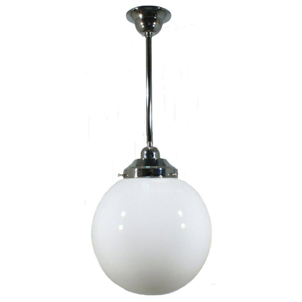 Buy Pendant Lights Australia Single Rod Pendant Chrome With 10" Sphere Opal Gloss Glass - 3010170