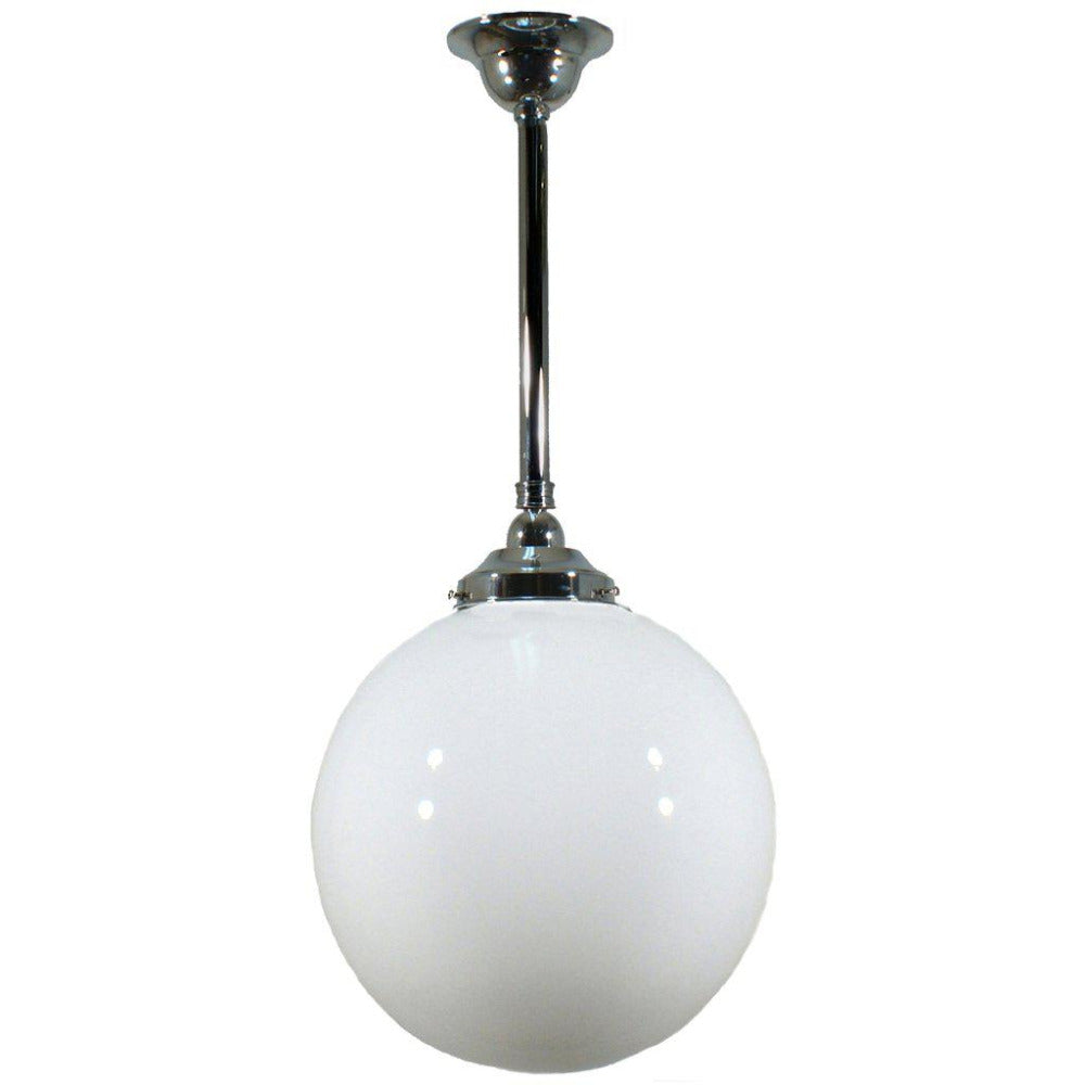 Buy Pendant Lights Australia Single Rod Pendant Chrome With 12" Sphere Opal Gloss Glass - 3010194