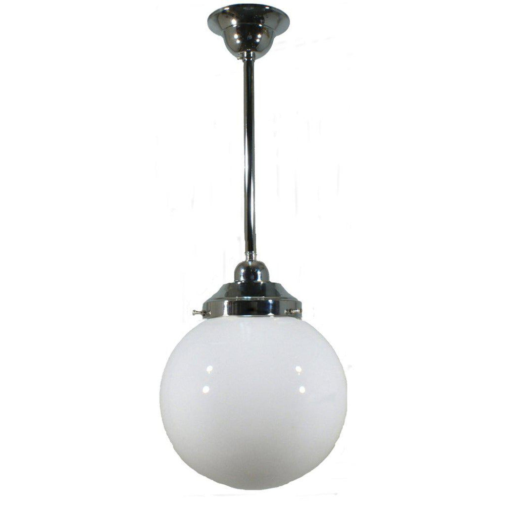Buy Pendant Lights Australia Single Rod Pendant Chrome With 8" Sphere Opal Gloss Glass - 3010178
