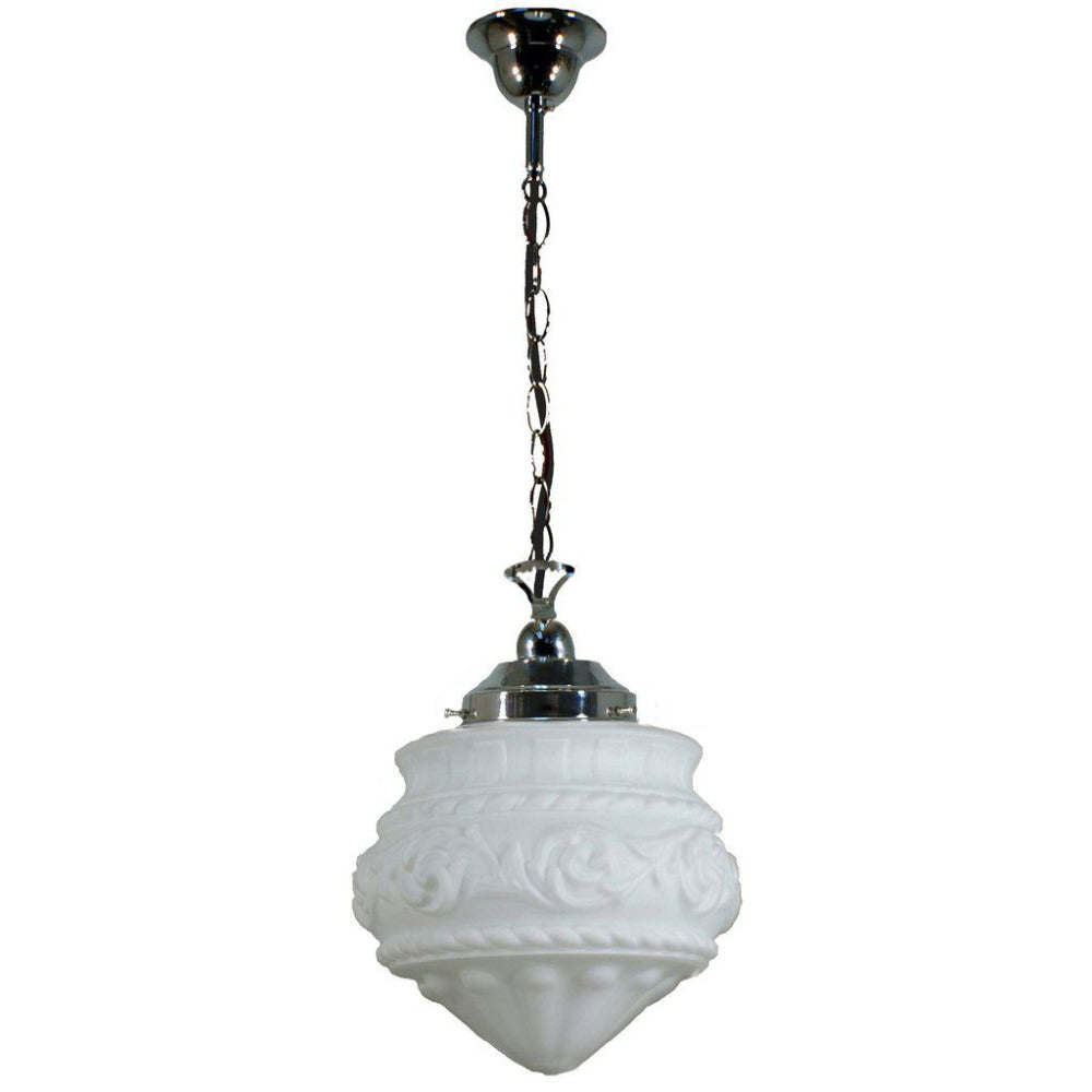 Buy Pendant Lights Australia Single Chain Pendant Chrome With 8" Premier Opal Matt Glass - 3010231