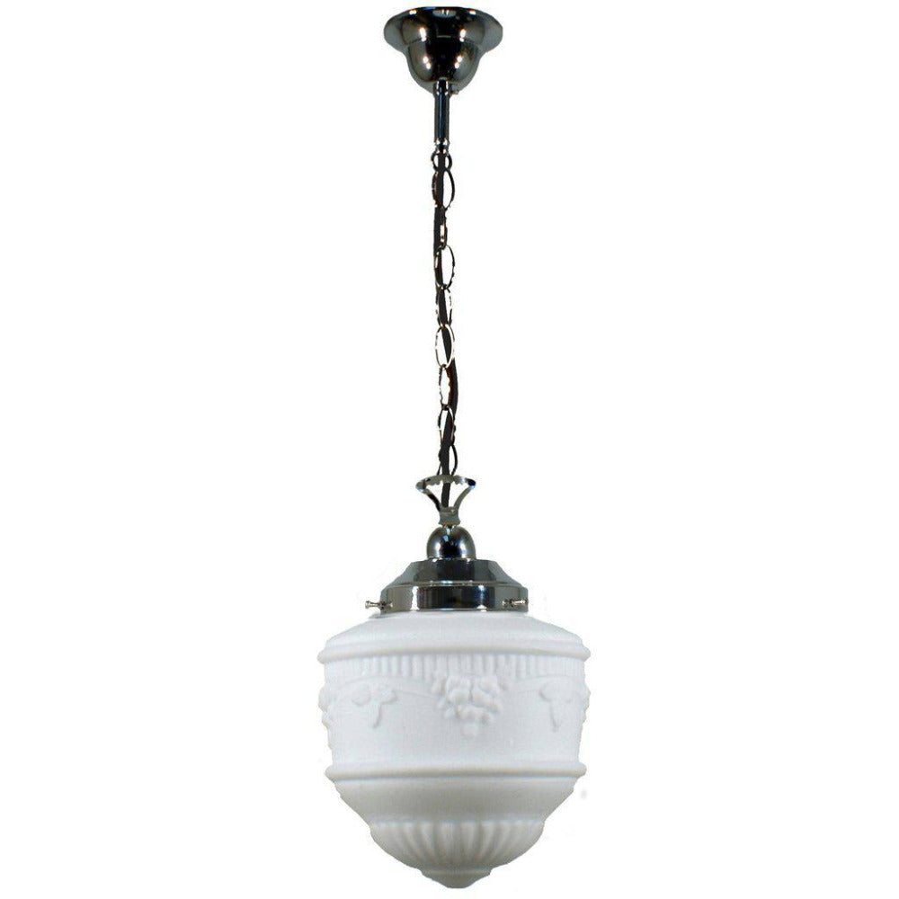 Buy Pendant Lights Australia Single Chain Pendant Chrome With 8" Senator Opal Matt Glass - 3010221