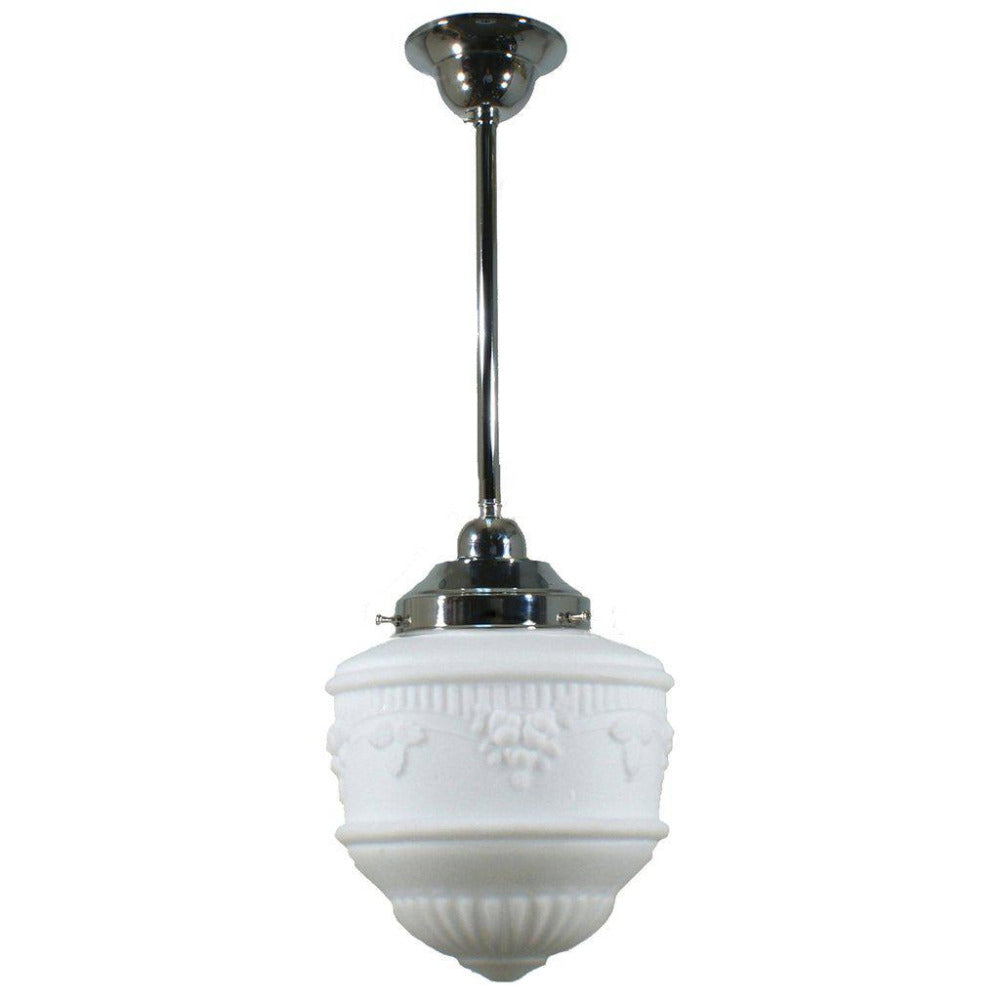 Buy Pendant Lights Australia Single Rod Pendant Chrome With 8" Senator Opal Matt Glass - 3010181