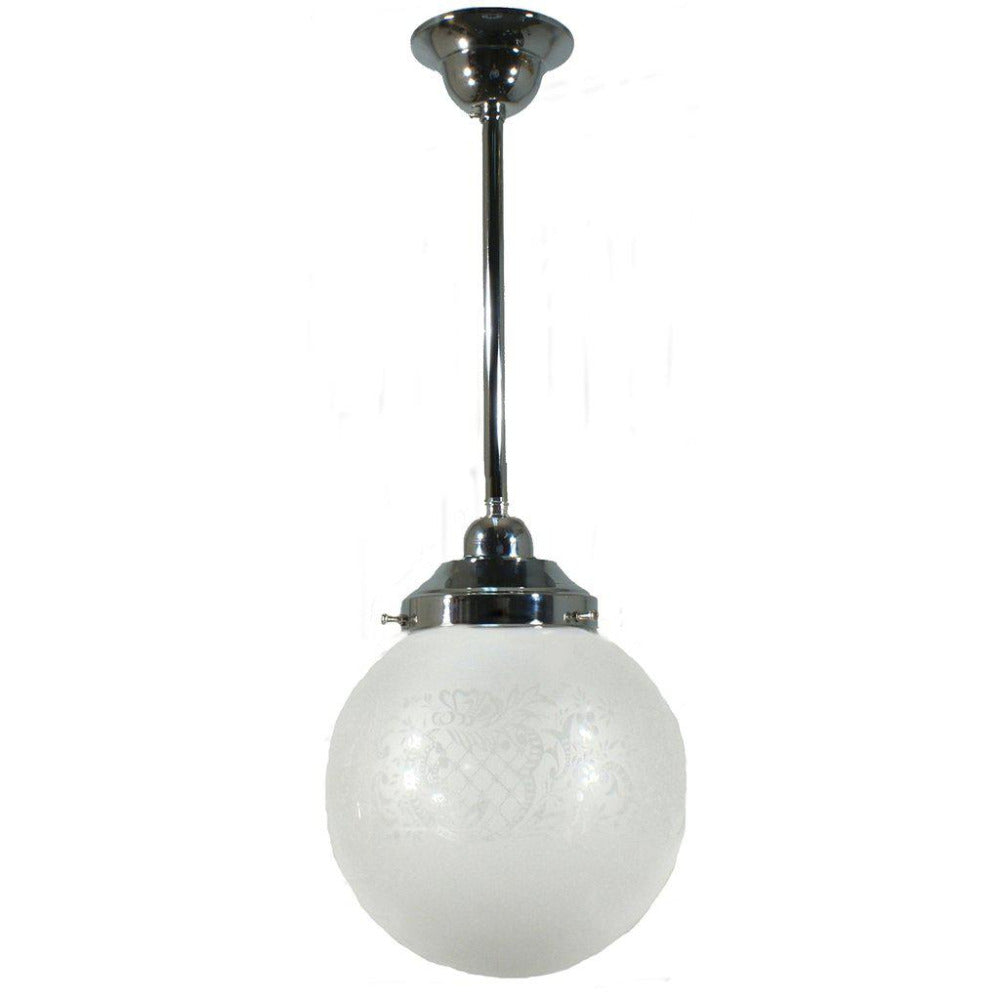 Buy Pendant Lights Australia Single Rod Pendant Chrome With 8" Sheffield Glass - 3010240