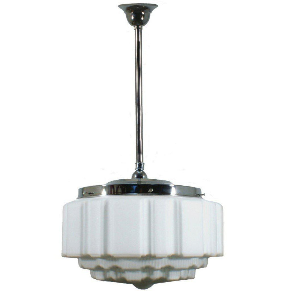 Buy Pendant Lights Australia Single Rod Pendant Chrome With 14" St Kilda Opal Matt Glass - 3010199