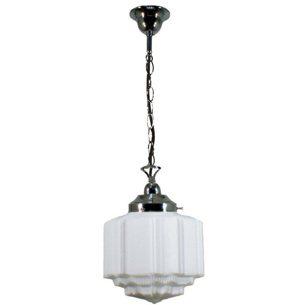 Buy Pendant Lights Australia Single Chain Pendant Chrome With 8" St Kilda Opal Matt Glass - 3010072