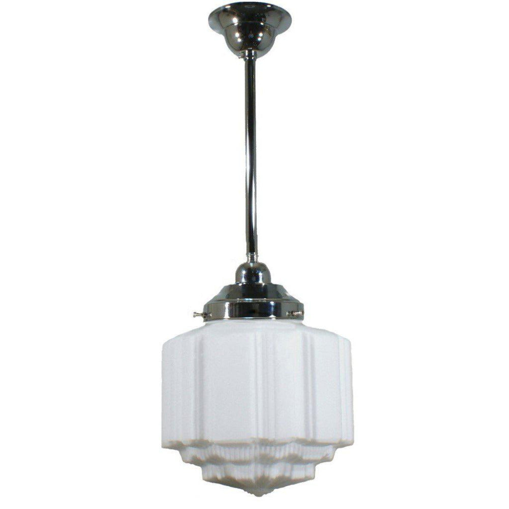 Buy Pendant Lights Australia Single Rod Pendant Chrome With 8" St Kilda Opal Matt Glass - 3010185