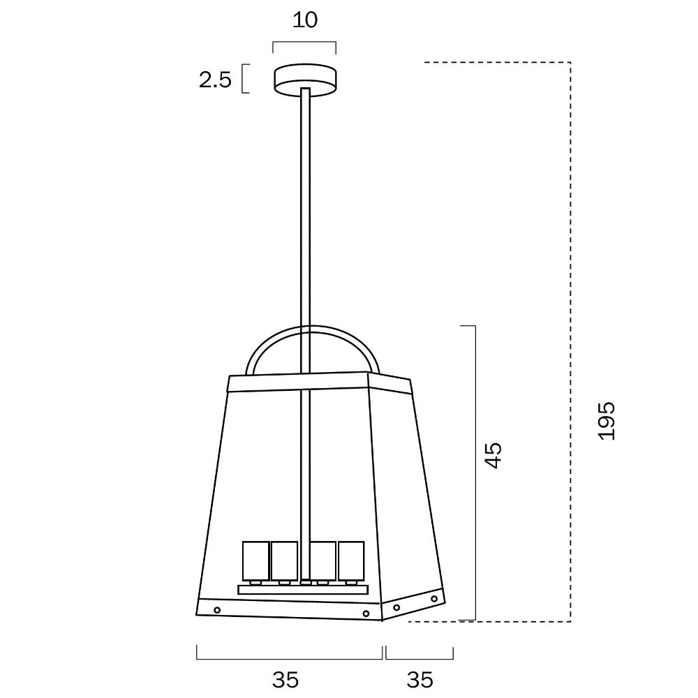 Buy Ceiling Lanterns Australia Colair 4 Light Pendant Solid Brass - COLAIR PE4-BRS