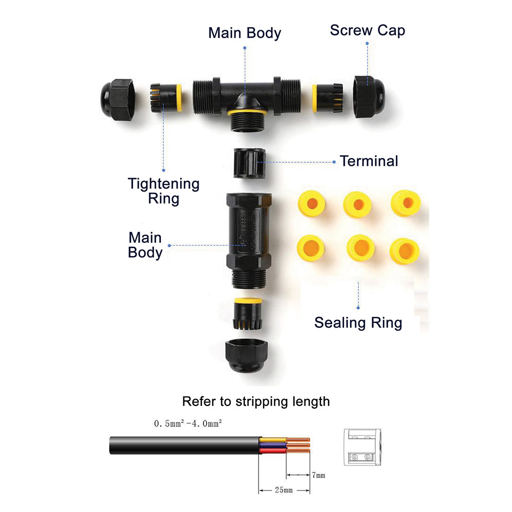 Buy Cables & Connectors Australia CONN Waterproof Connector 2 Wire W95mm Black - CONN006