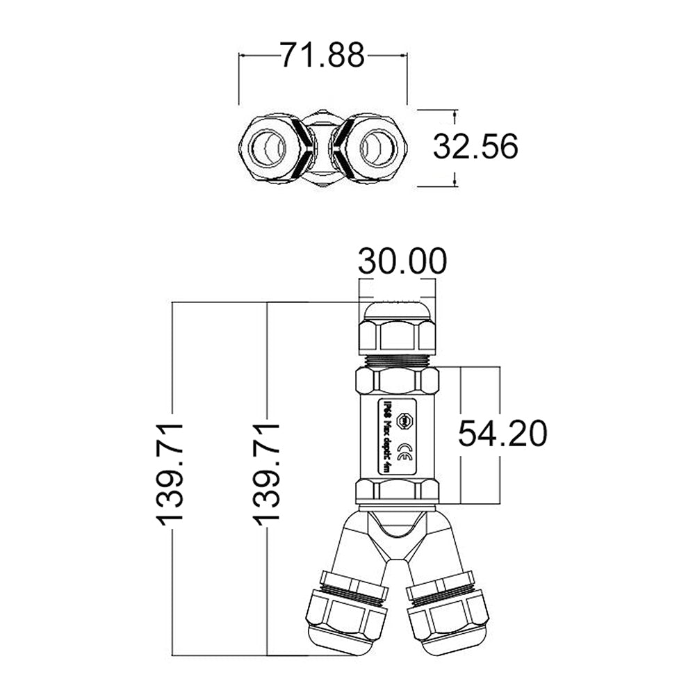 Buy Cables & Connectors Australia CONN Waterproof Connector 2 Wire W72mm Black - CONN007