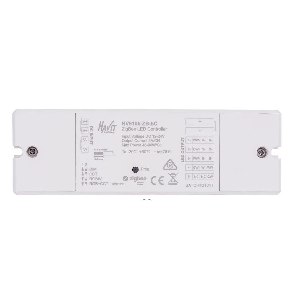 Buy Strip Light Controllers Australia LED Strip Light Controller 12V / 24V White Plastic - HV9105-ZB-5C