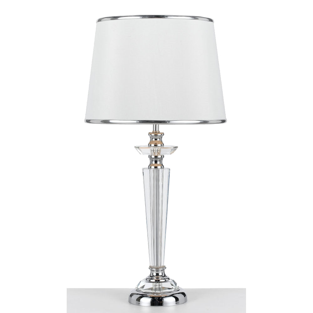 Buy Table Lamps Australia Diana 1 Light Table Lamp Chrome, Crystal, White - DIANA TL-CH+WH
