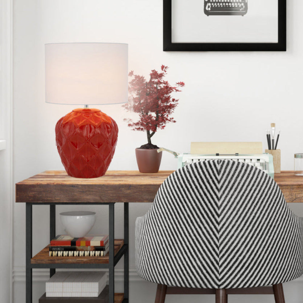 Buy Table Lamps Australia Diaz Table Lamp Light Red Ceramic / White Fabric - DIAZ TL-RDWH