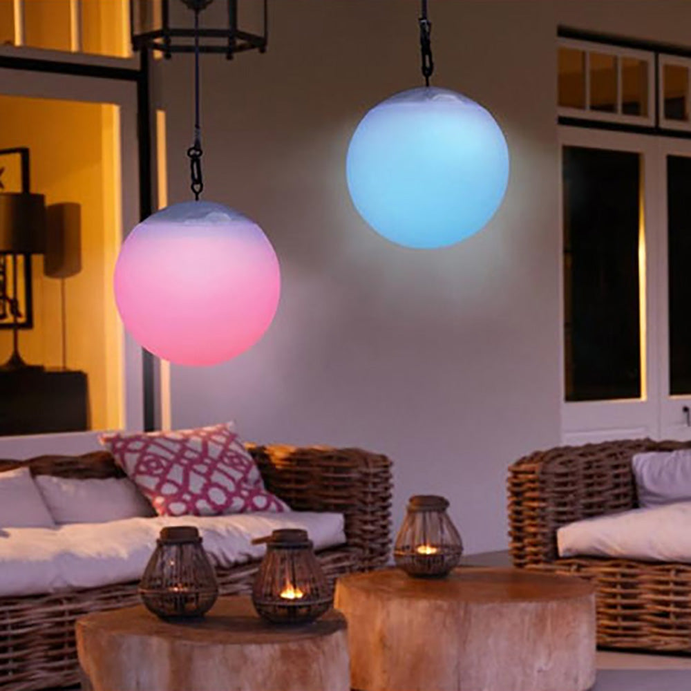 Buy Outdoor Pendant Lights Australia LED Hanging Ball Pendant Light Battery White Plastic RGB - LL0501
