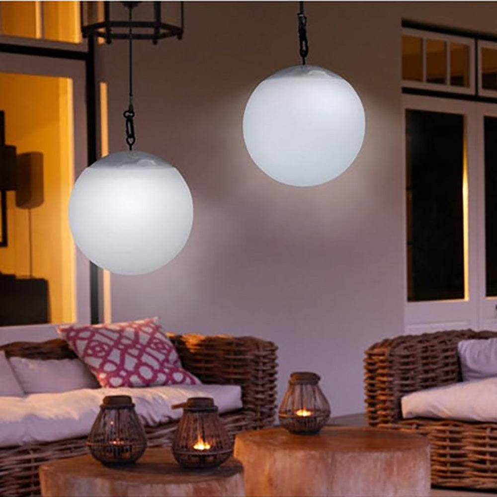 Buy Outdoor Pendant Lights Australia LED Hanging Ball Pendant Light Battery White Plastic RGB - LL0501