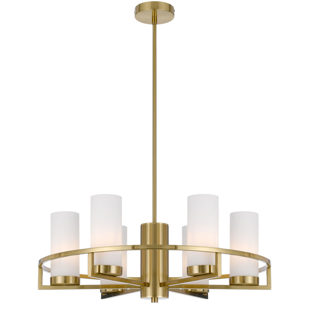 Buy Pendant Lights Australia Eamon 6 Light Pendant Brass & Opal Matt - EAMON PE6-BRSOM