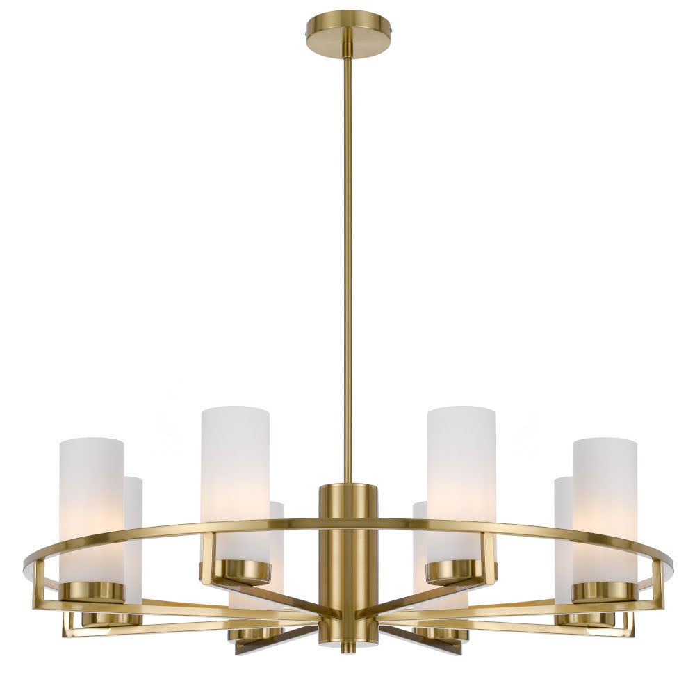 Eamon 8 Light Pendant Brass & Opal Matt - EAMON PE8-BRSOM