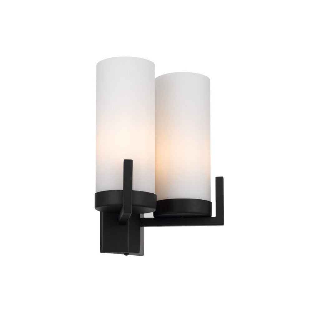 Buy Wall Sconce Australia Eamon 2 Light Wall Light Black & Opal Matt - EAMON WB2-BKOM