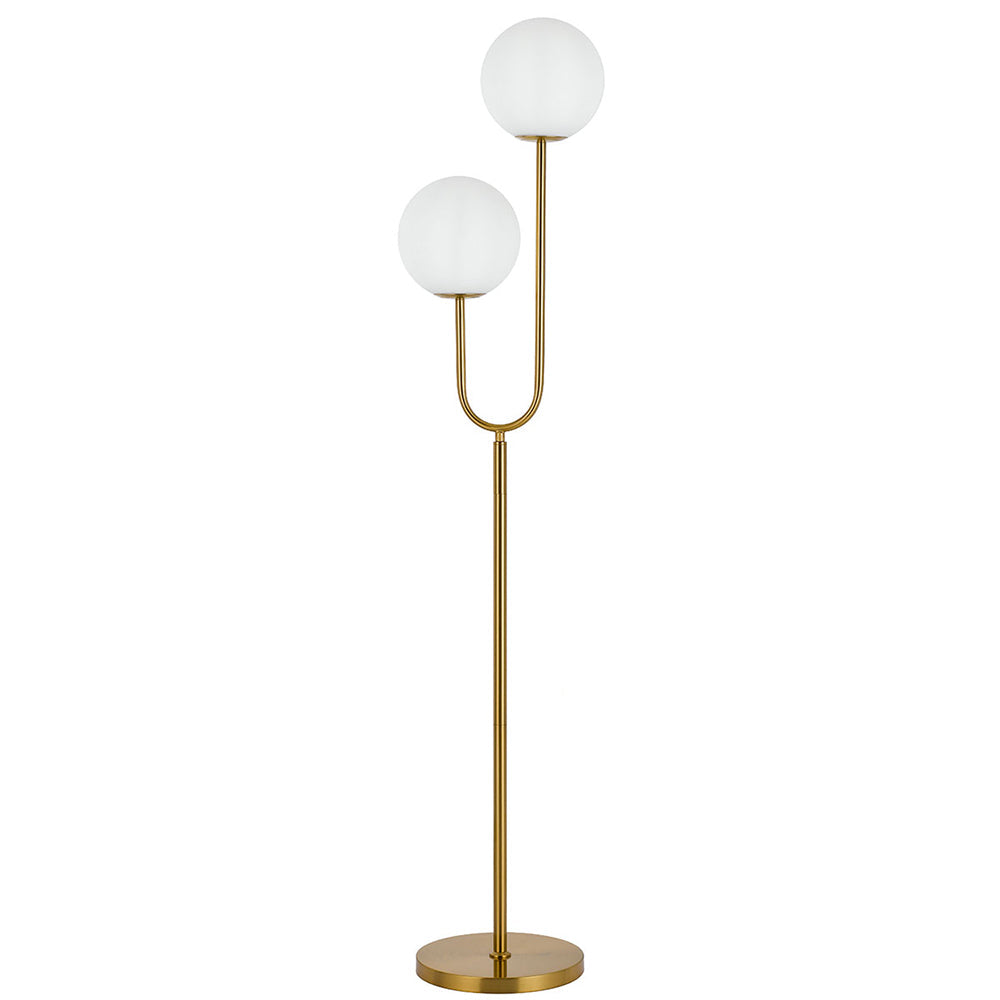 Eterna 2 Light Floor Lamp Antique Gold & Opal Matt - ETERNA FL2-AGOM