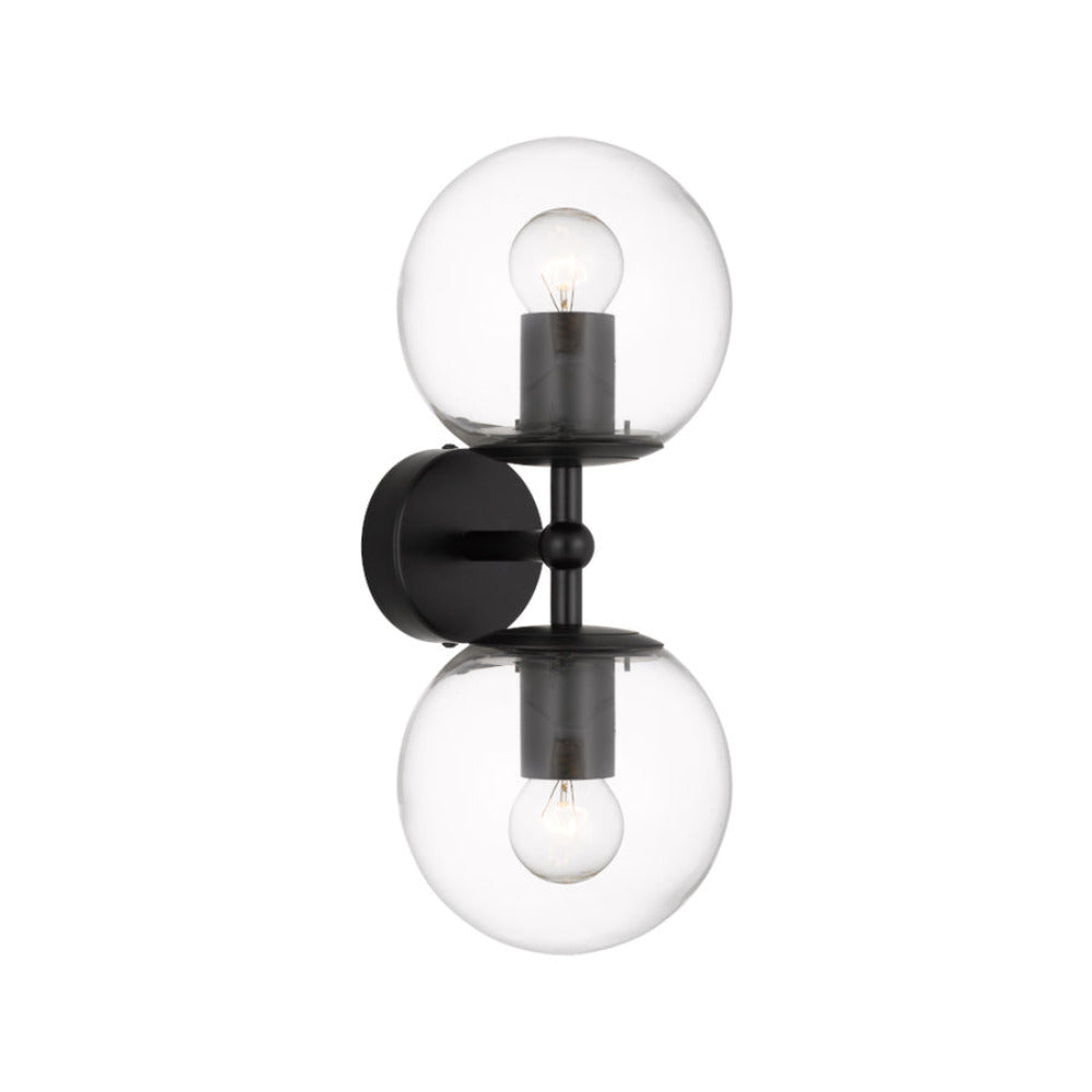 Buy Wall Sconce Australia Eterna 2 Light Wall Light Black & Clear - ETERNA WB2-BKCL