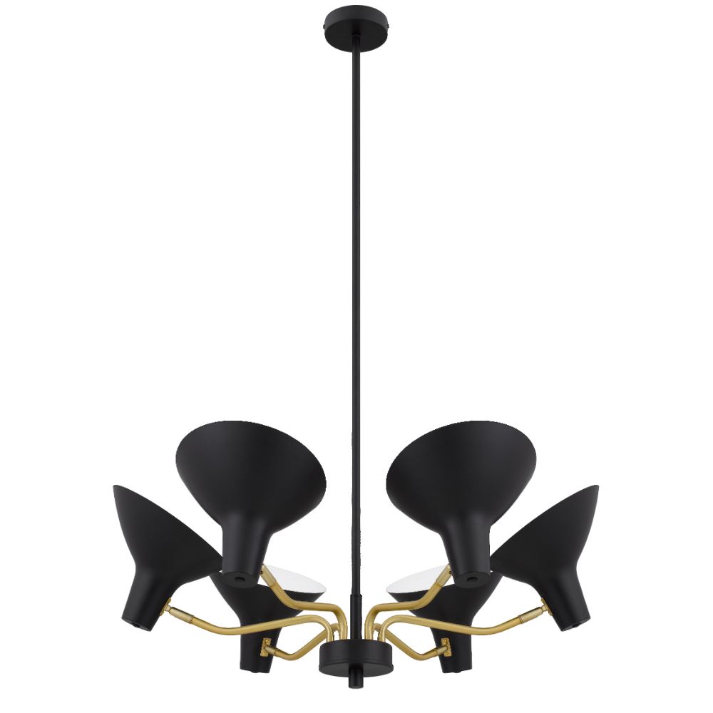 Buy Pendant Lights Australia Farbon 6 Lights Pendant Black/Brass Matt Metal - FARBON PE6-BK