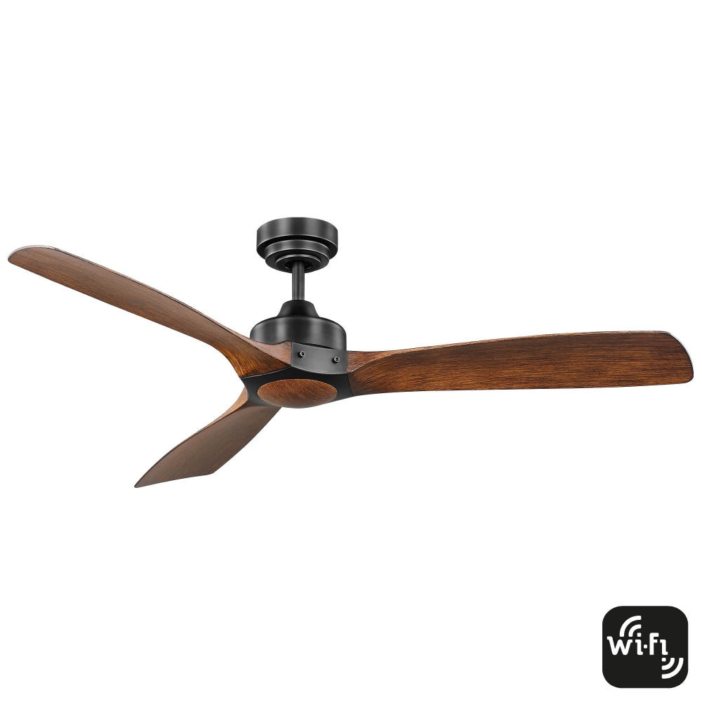 Buy DC Ceiling Fans Australia Minota Smart DC Ceiling Fan 52" Black & Dark Timber - FC620133GBK