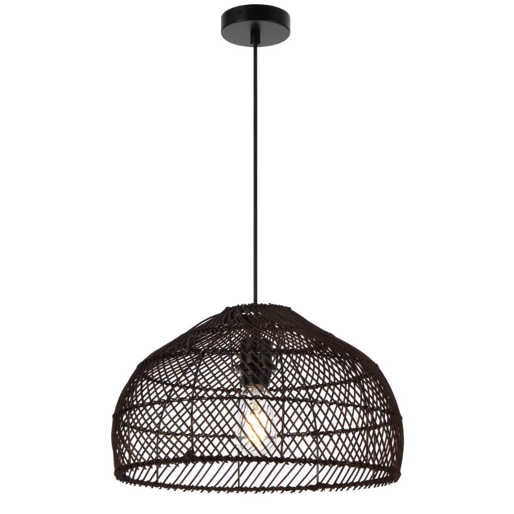 Buy Pendant Lights Australia Frya Pendant Light W400mm Brown Iron / Rattan - FRYA PE40-BRN
