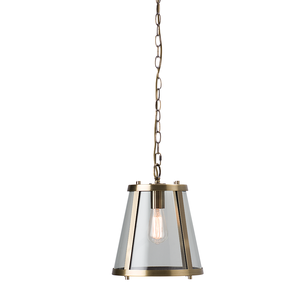 Ceiling Lantern Light W280mm Antique Brass Glass - HL-F28-AB