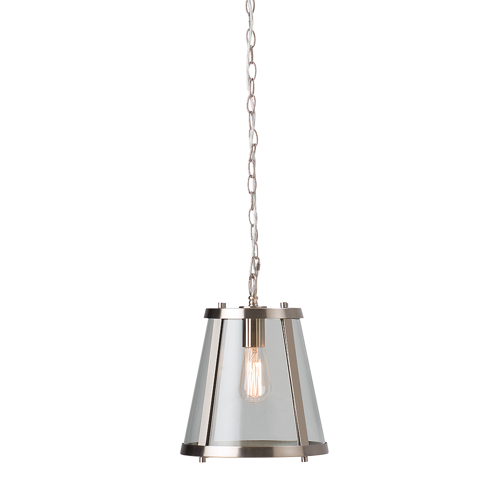 Ceiling Lantern Light W280mm Satin Nickel Glass - HL-F28-SN