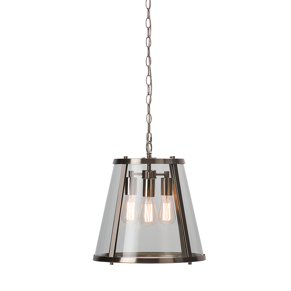 Buy Ceiling Lanterns Australia Ceiling Lantern 3 Lights W400mm Satin Nickel Glass - HL-F40-SN