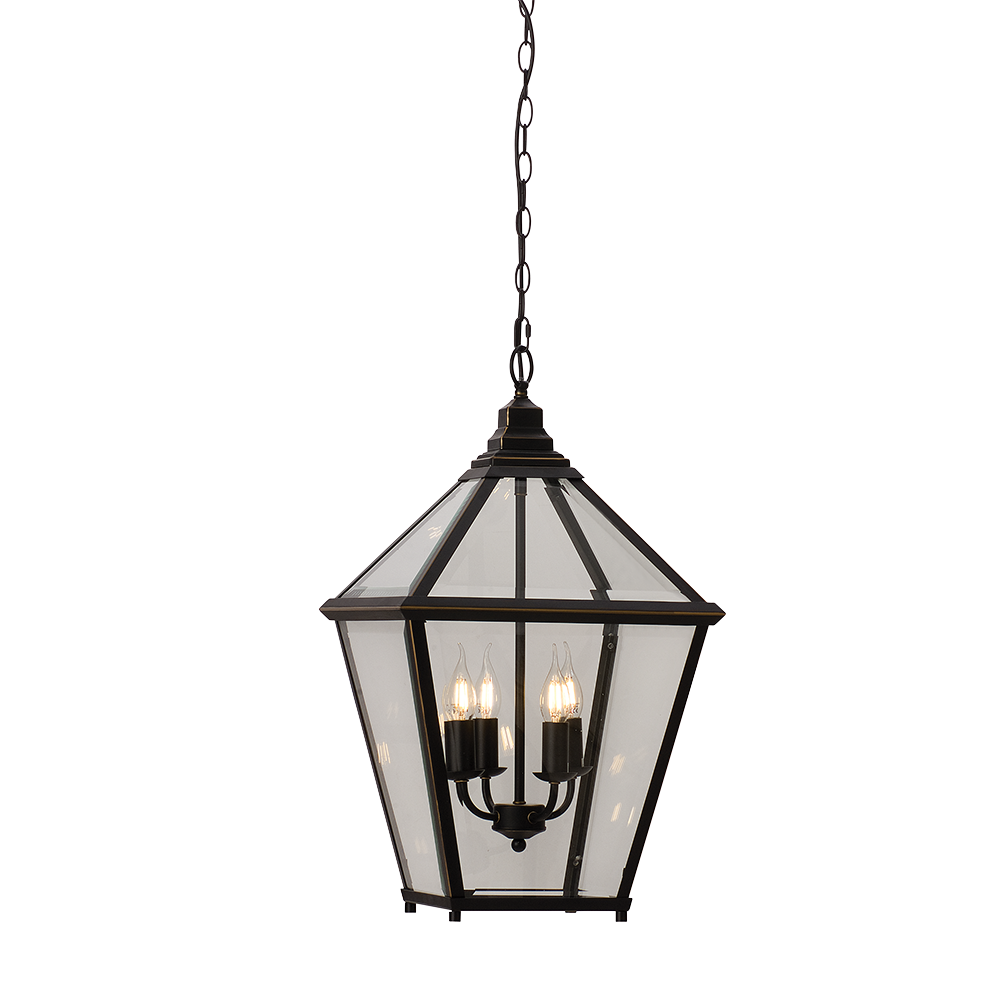 Ceiling Lantern 4 Lights W430mm Black Bronze Glass - HL-PD9015-4-BZ