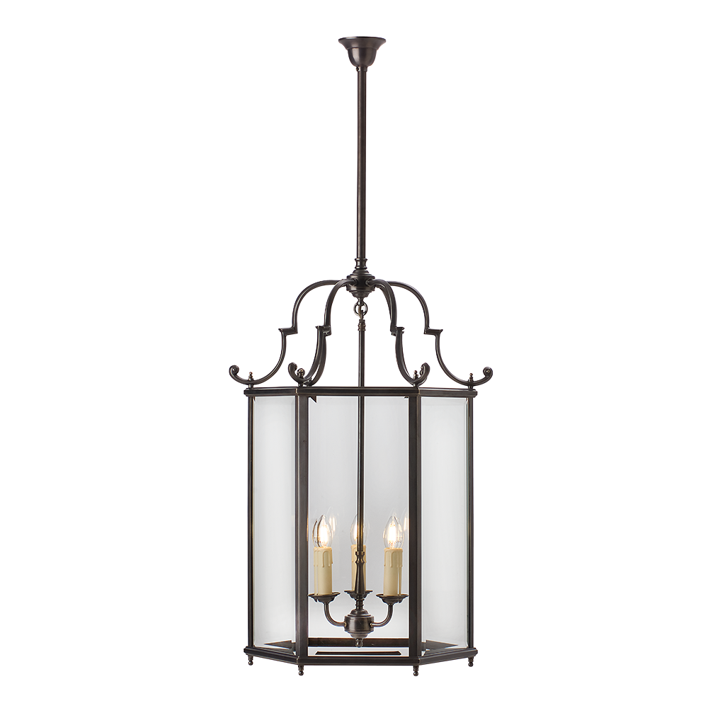 Charles Ceiling Lantern 3 Lights W480mm Bevelled Glass - HLXL-GB