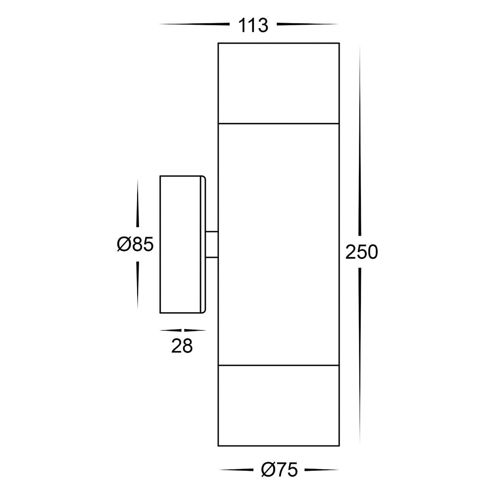 Buy Up / Down Wall Lights Australia Maxi Tivah Up & Down Wall Pillar Light Black 3CCT - HV1028T