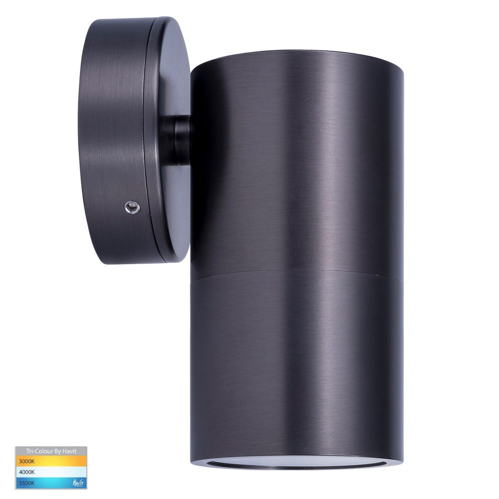 Buy Exterior Wall Lights Australia Tivah Fixed Down Wall Light 240V B120° Graphite Solid Brass 3CCT - HV1177GU10T