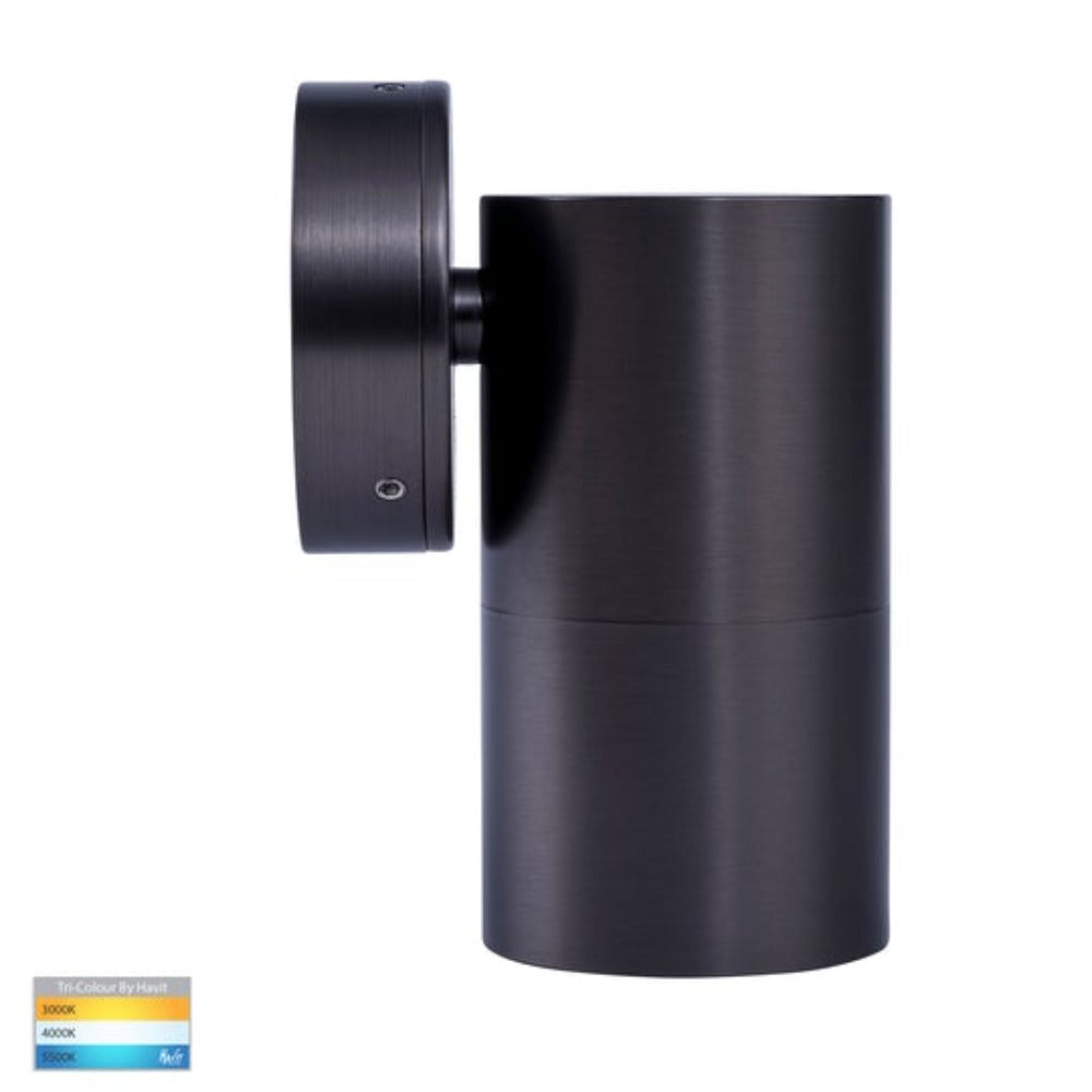 Buy Exterior Wall Lights Australia Tivah Fixed Down Wall Light 240V B60° Graphite Solid Brass 3CCT - HV1175T