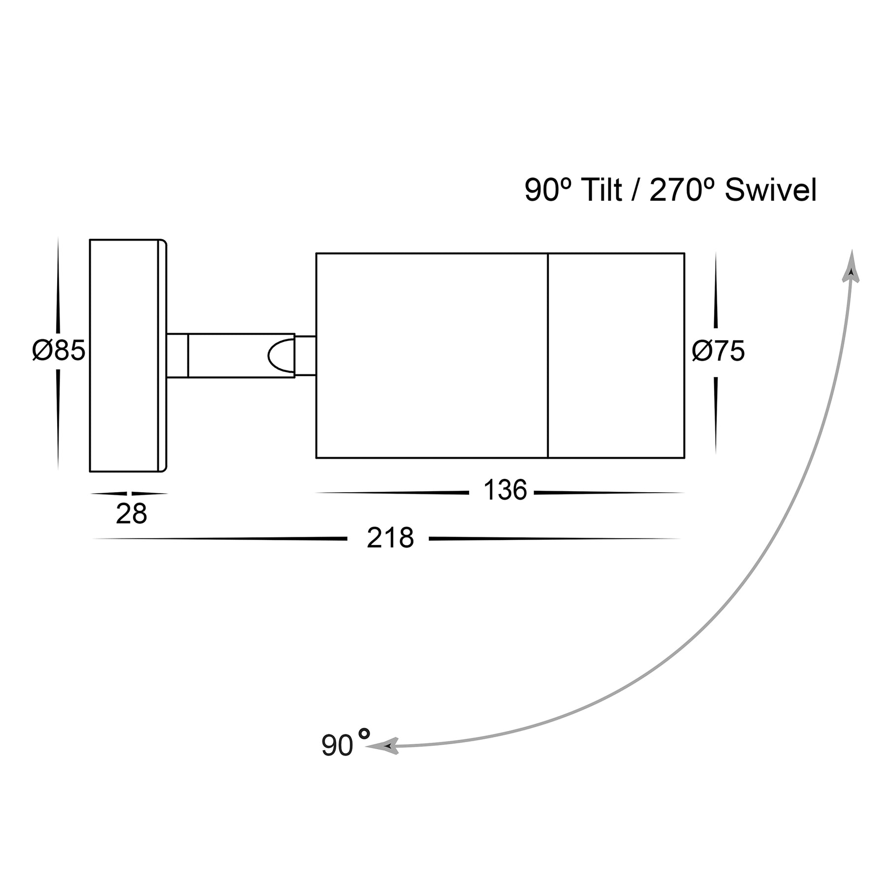 Buy Exterior Wall Lights Australia HV1228T Maxi Tivah 240V Tri-Colour Single Adjustable Wall Pillar Light Black