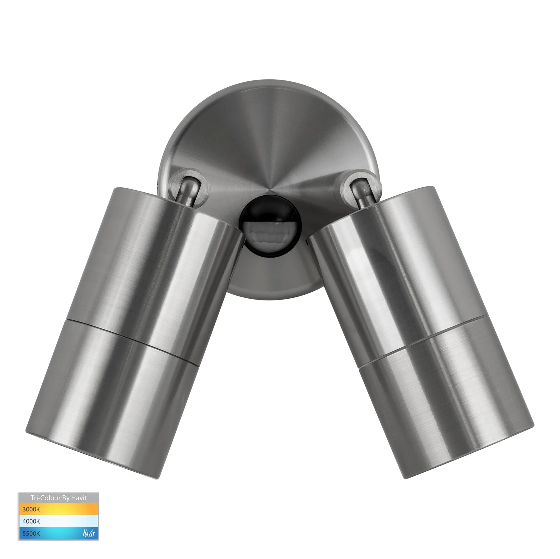 Buy Security Wall Lights Australia Tivah 316 Stainless Steel TRI Colour Double Adjustable Spot Lights with Sensor - HV1306T-PIR