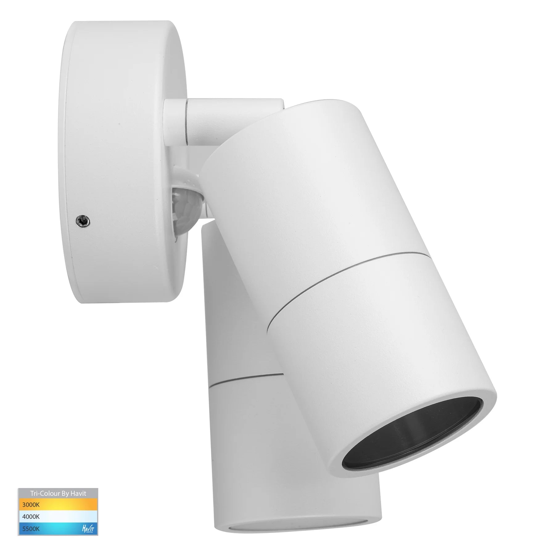 Buy Security Wall Lights Australia Tivah White TRI Colour Double Adjustable Spot Lights with Sensor - HV1335T-PIR