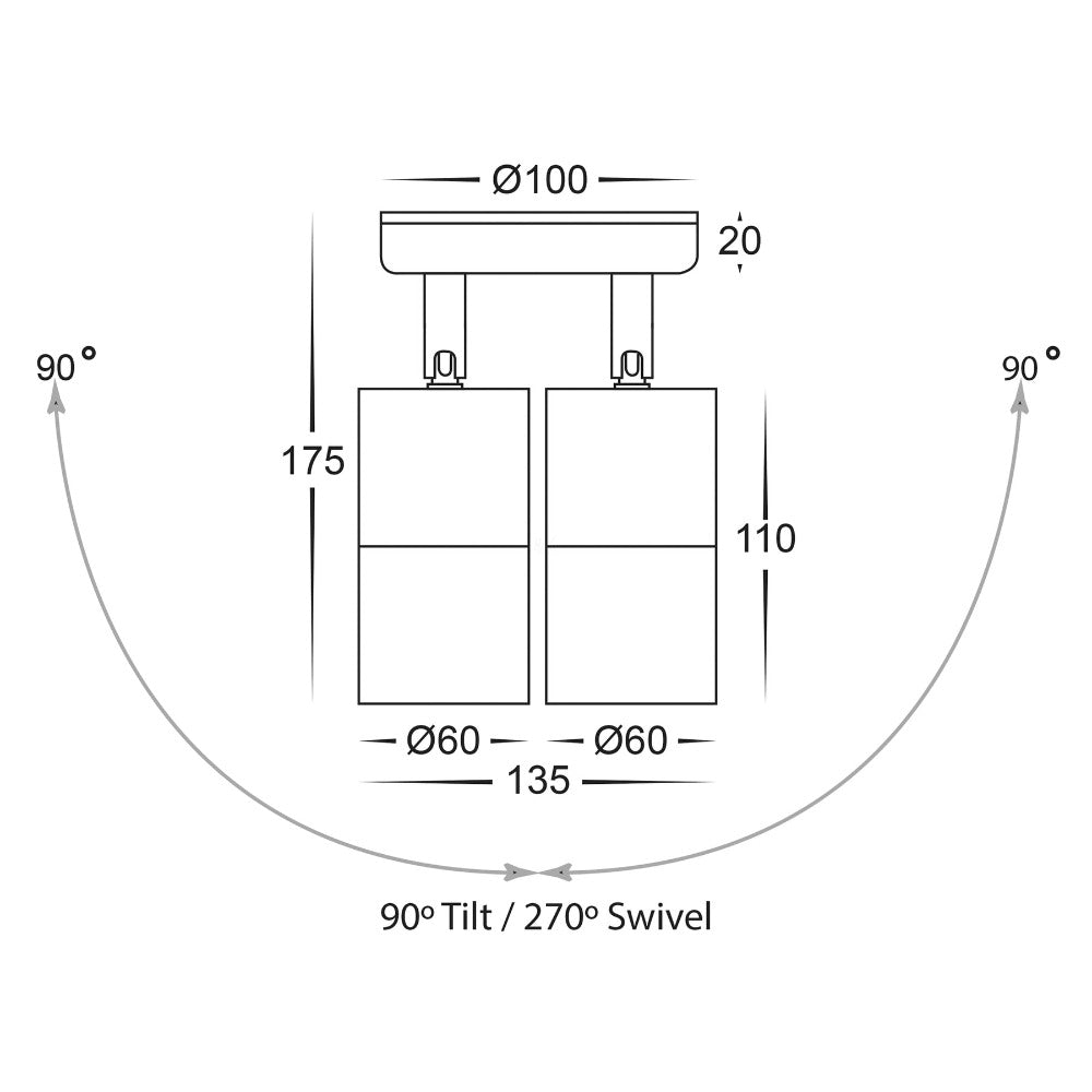 Buy Exterior Spotlights Australia Tivah Exterior 2 Spotlight 240V B60° Graphite Solid Brass 3CCT - HV1375T
