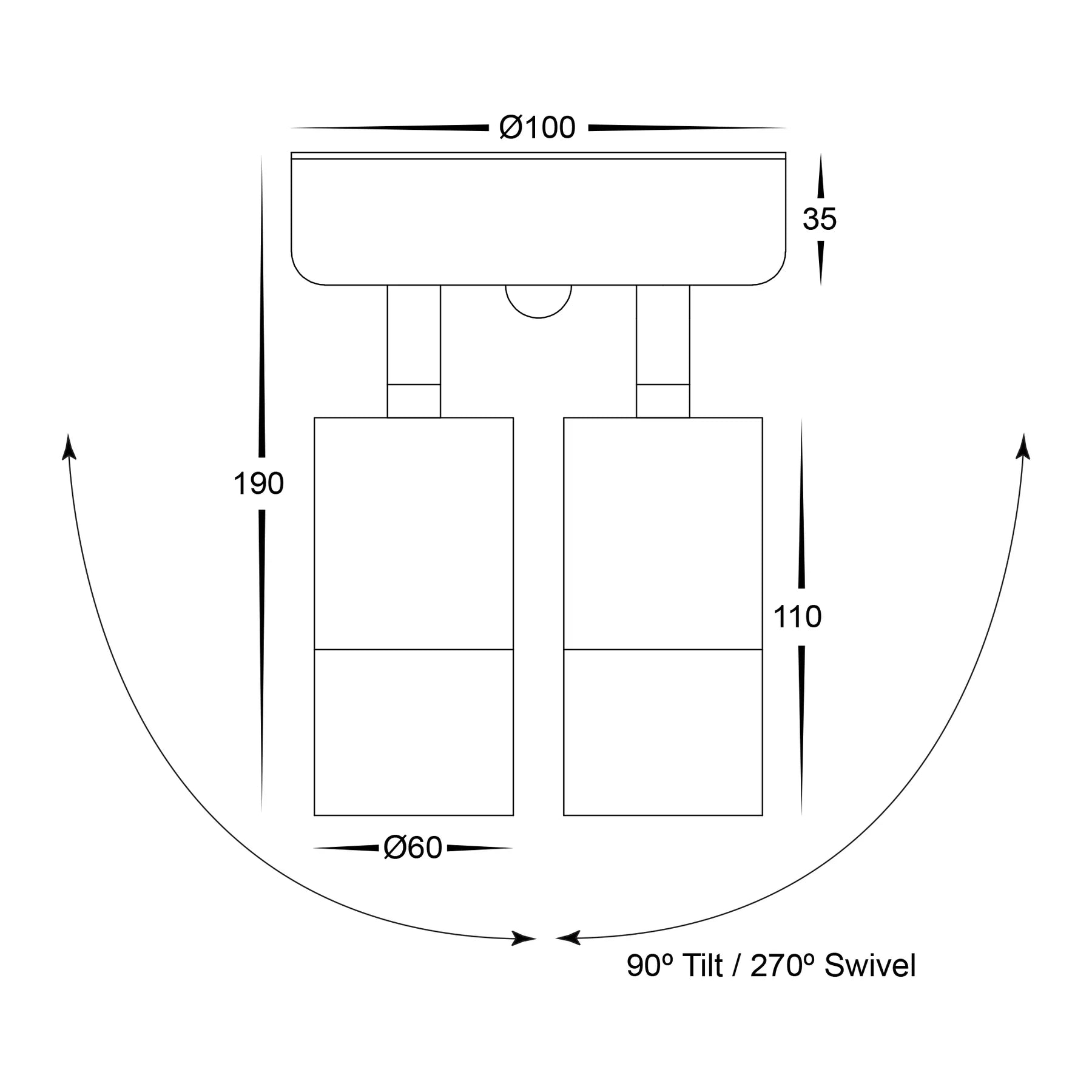 Buy Security Wall Lights Australia Tivah Black TRI Colour Double Adjustable Spot Lights with Sensor - HV1325T-PIR