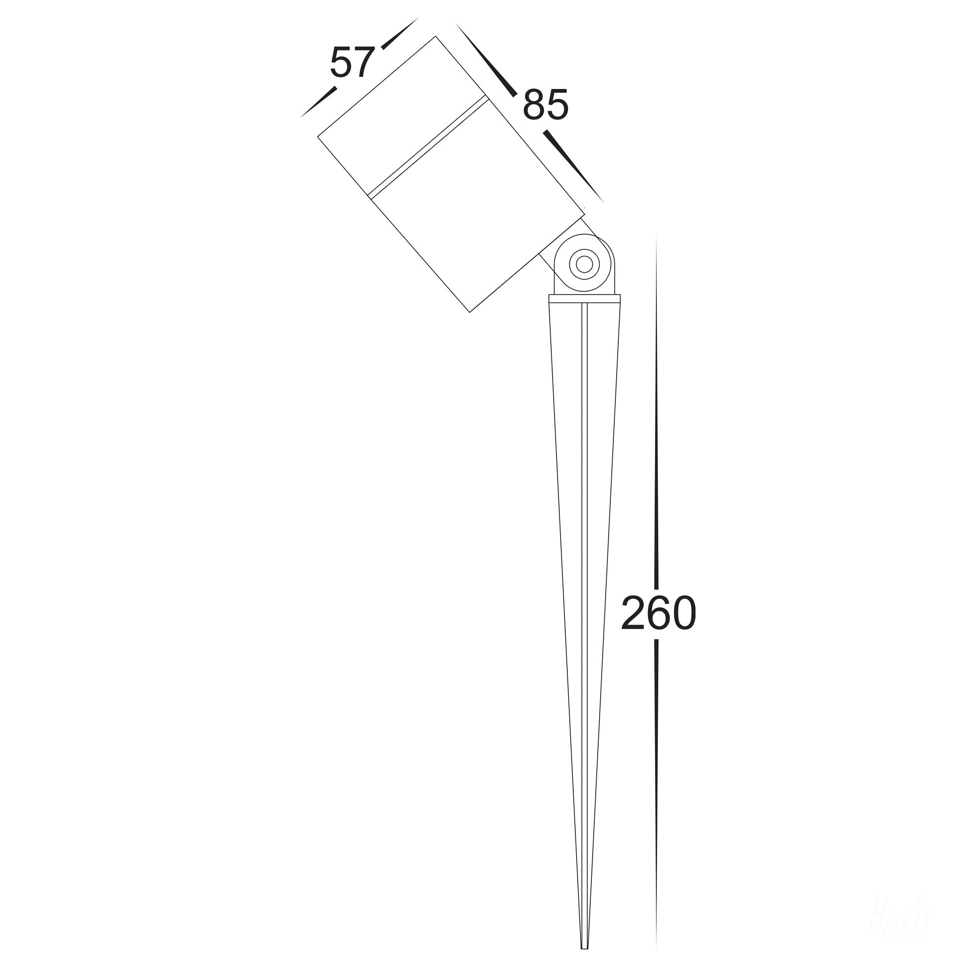 Buy Spike Lights Australia HV1429W-7W Oasis Single Adjustable Spike Spotlight - 260mm Spike Black