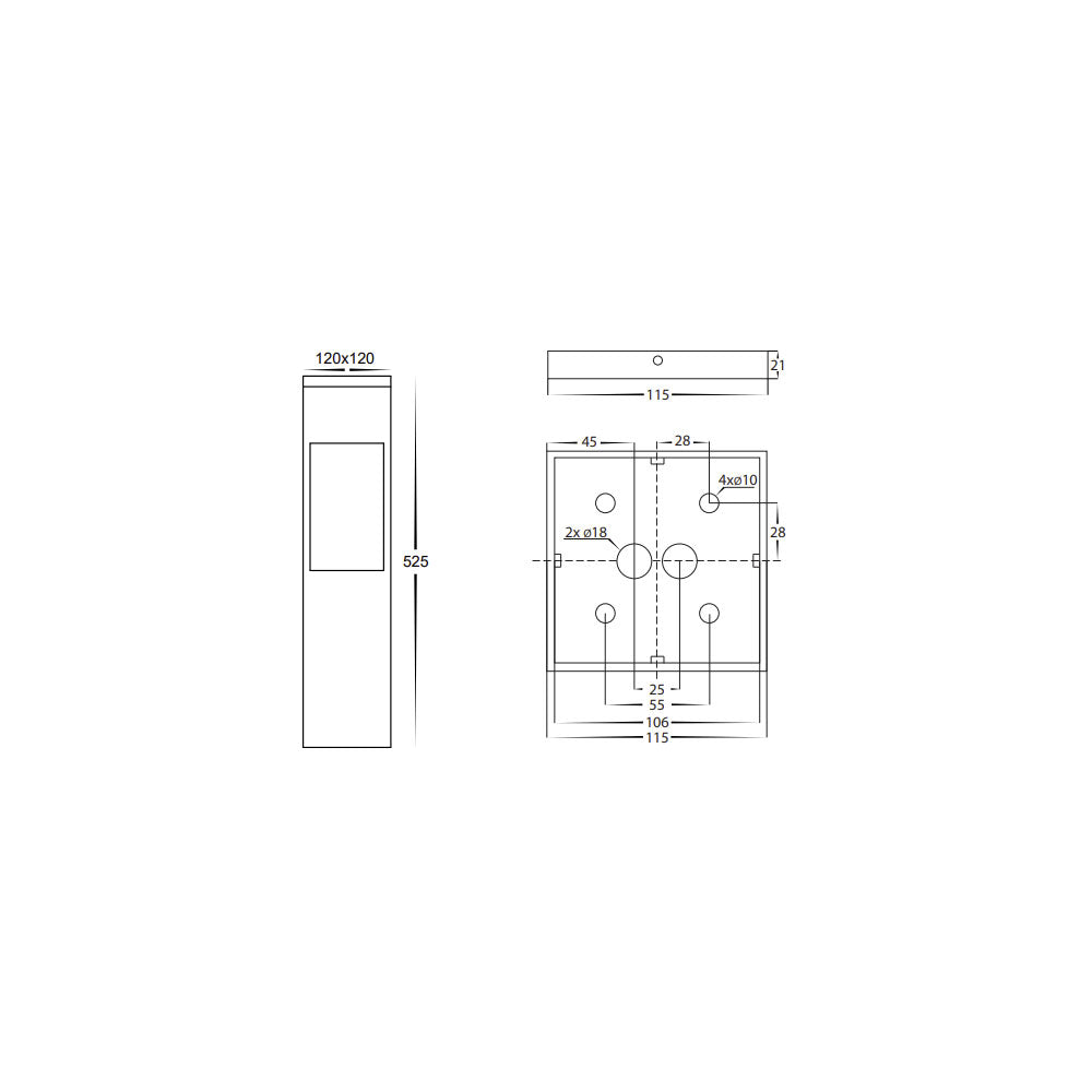 Buy Bollard Lights Australia Fedor Square Bollard Light H525mm Black Aluminium 3 CCT - HV1630T-BLK-240V-SQ